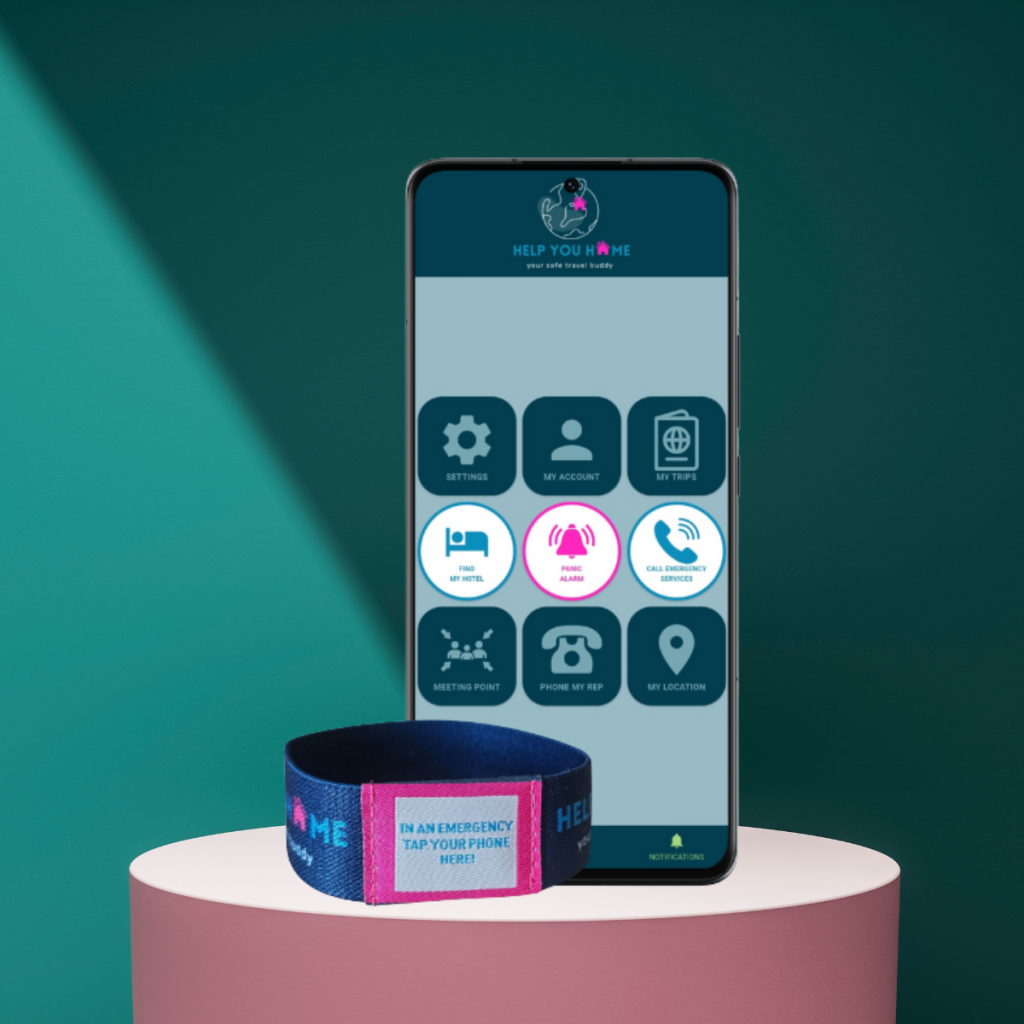 image showing keep you safe travel app and wristband